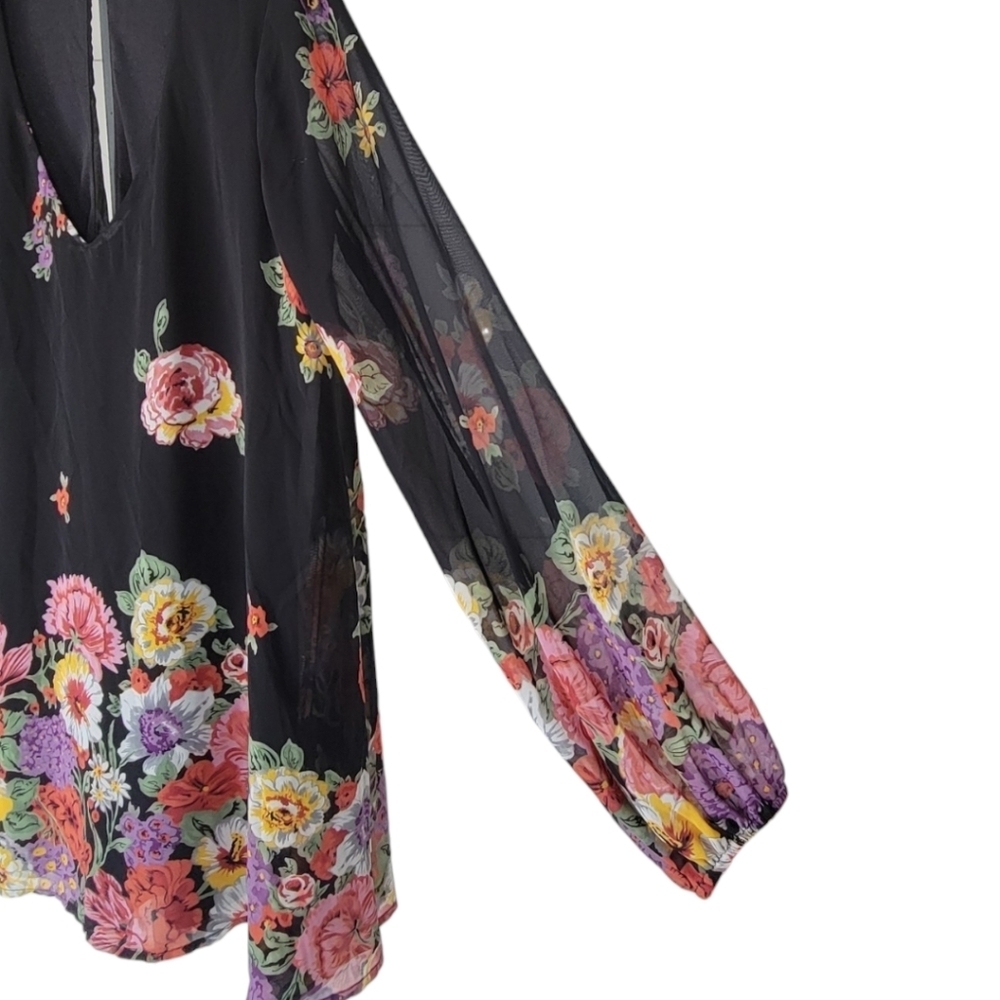 Show Me Your MuMu Small Donna Michelle Tunic Floral Mini Boho Dress Black - Picture 5 of 11